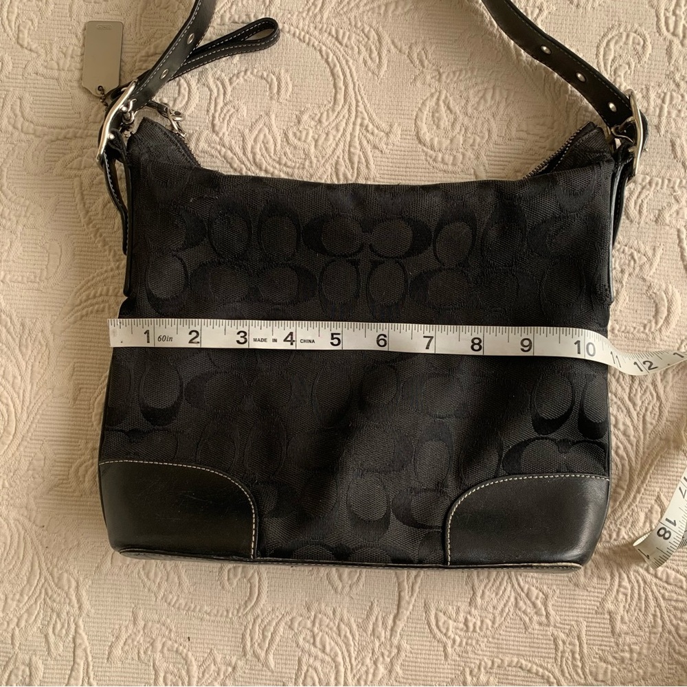 Coach Black Classic Monogram Signature Canvas Leather Trim Vintage Crossbody Bag - Picture 12 of 14